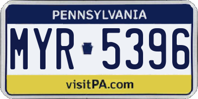 PA license plate MYR5396