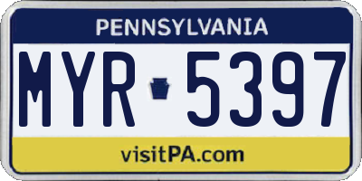 PA license plate MYR5397