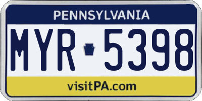 PA license plate MYR5398