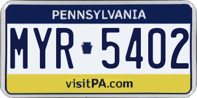 PA license plate MYR5402
