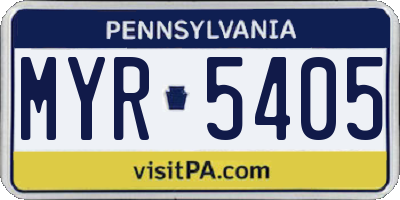 PA license plate MYR5405
