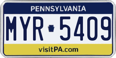 PA license plate MYR5409