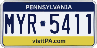 PA license plate MYR5411