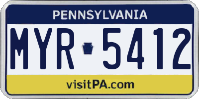 PA license plate MYR5412
