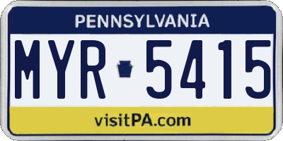 PA license plate MYR5415