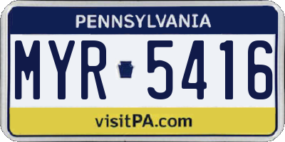 PA license plate MYR5416