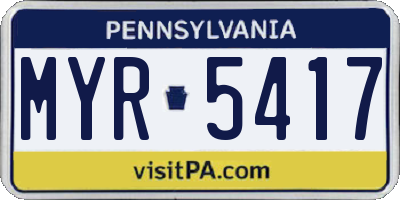PA license plate MYR5417