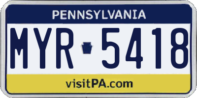 PA license plate MYR5418