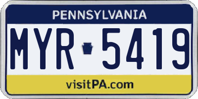 PA license plate MYR5419