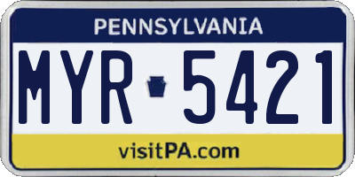 PA license plate MYR5421
