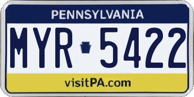PA license plate MYR5422