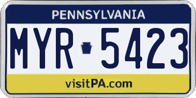 PA license plate MYR5423