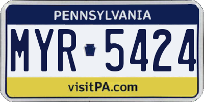PA license plate MYR5424