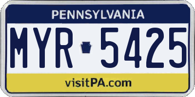 PA license plate MYR5425