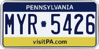PA license plate MYR5426