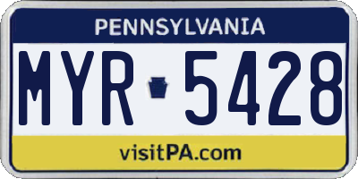 PA license plate MYR5428