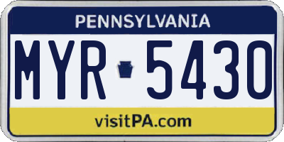 PA license plate MYR5430