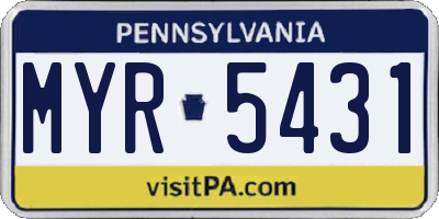 PA license plate MYR5431