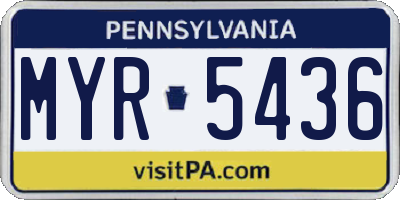 PA license plate MYR5436