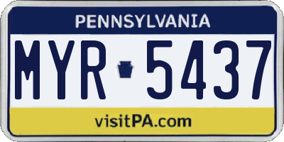 PA license plate MYR5437
