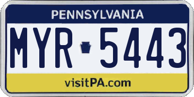 PA license plate MYR5443