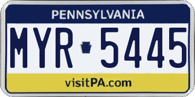 PA license plate MYR5445