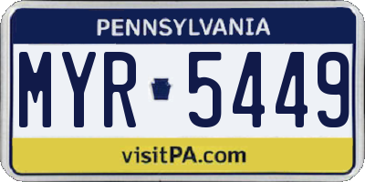 PA license plate MYR5449