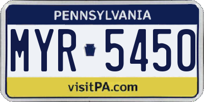 PA license plate MYR5450
