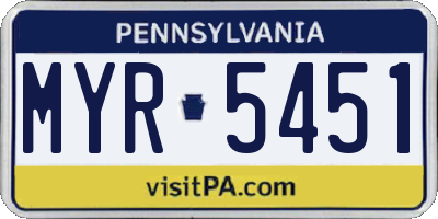 PA license plate MYR5451