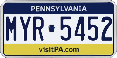 PA license plate MYR5452