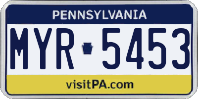 PA license plate MYR5453
