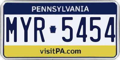 PA license plate MYR5454