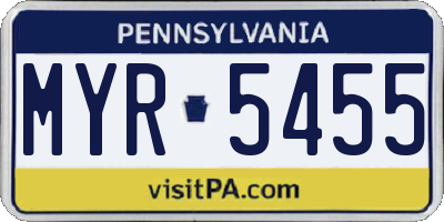 PA license plate MYR5455