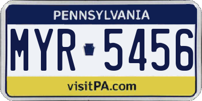 PA license plate MYR5456