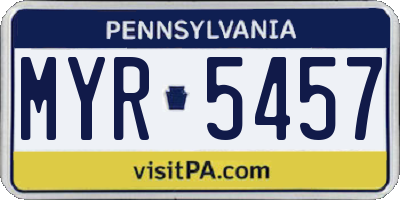 PA license plate MYR5457