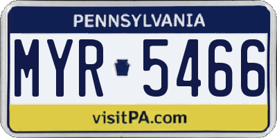 PA license plate MYR5466