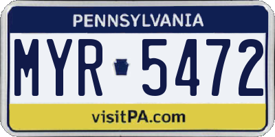 PA license plate MYR5472