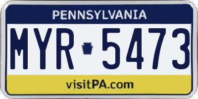 PA license plate MYR5473