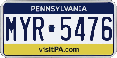 PA license plate MYR5476