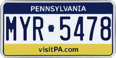 PA license plate MYR5478