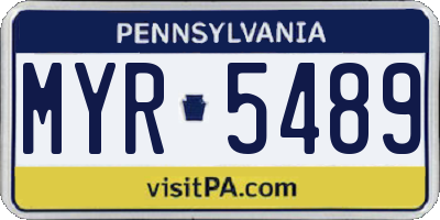 PA license plate MYR5489