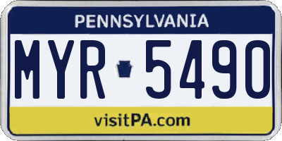 PA license plate MYR5490