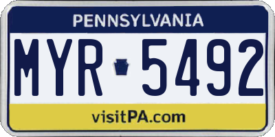 PA license plate MYR5492