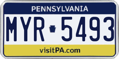 PA license plate MYR5493