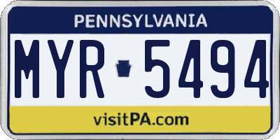 PA license plate MYR5494