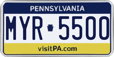 PA license plate MYR5500