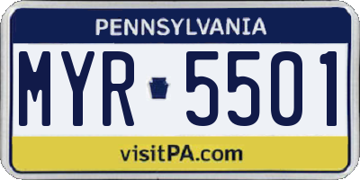 PA license plate MYR5501