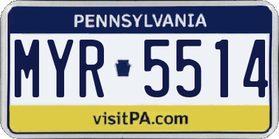 PA license plate MYR5514