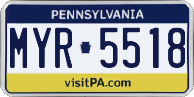 PA license plate MYR5518