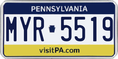 PA license plate MYR5519